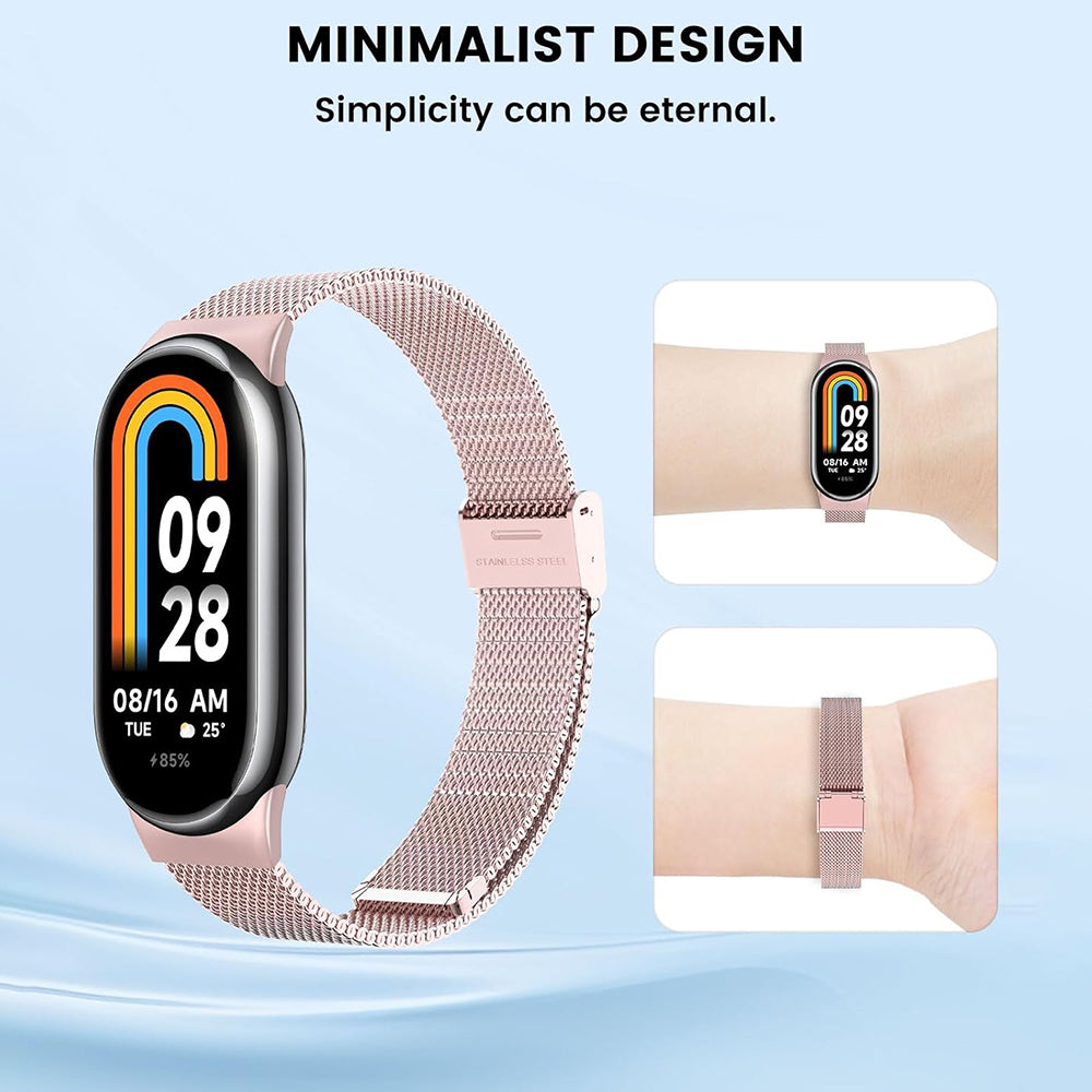 Techsuit W022 -ranneke Xiaomi Smart Band 9 / 8, 15mm, ruusukulta