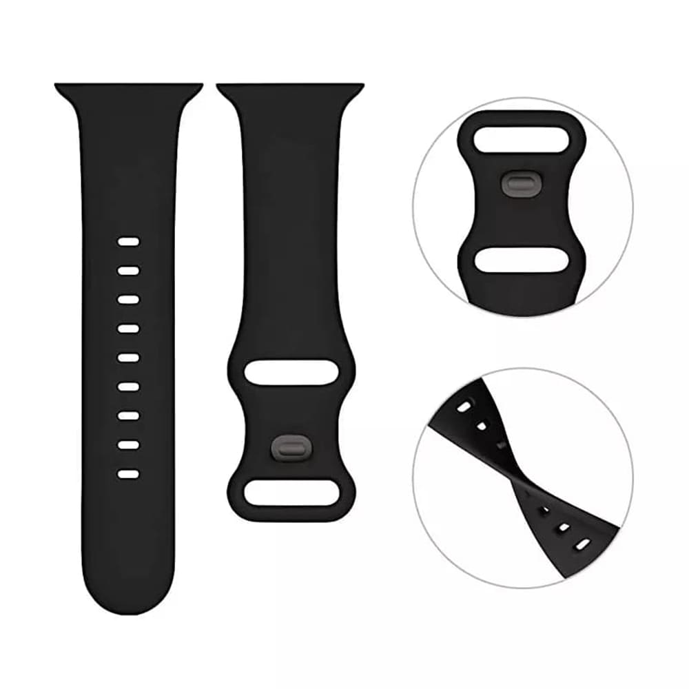 Techsuit W031 -ranneke Apple Watch 49mm / 46mm / 45mm / 44mm / 42mm -sarjalle, Musta