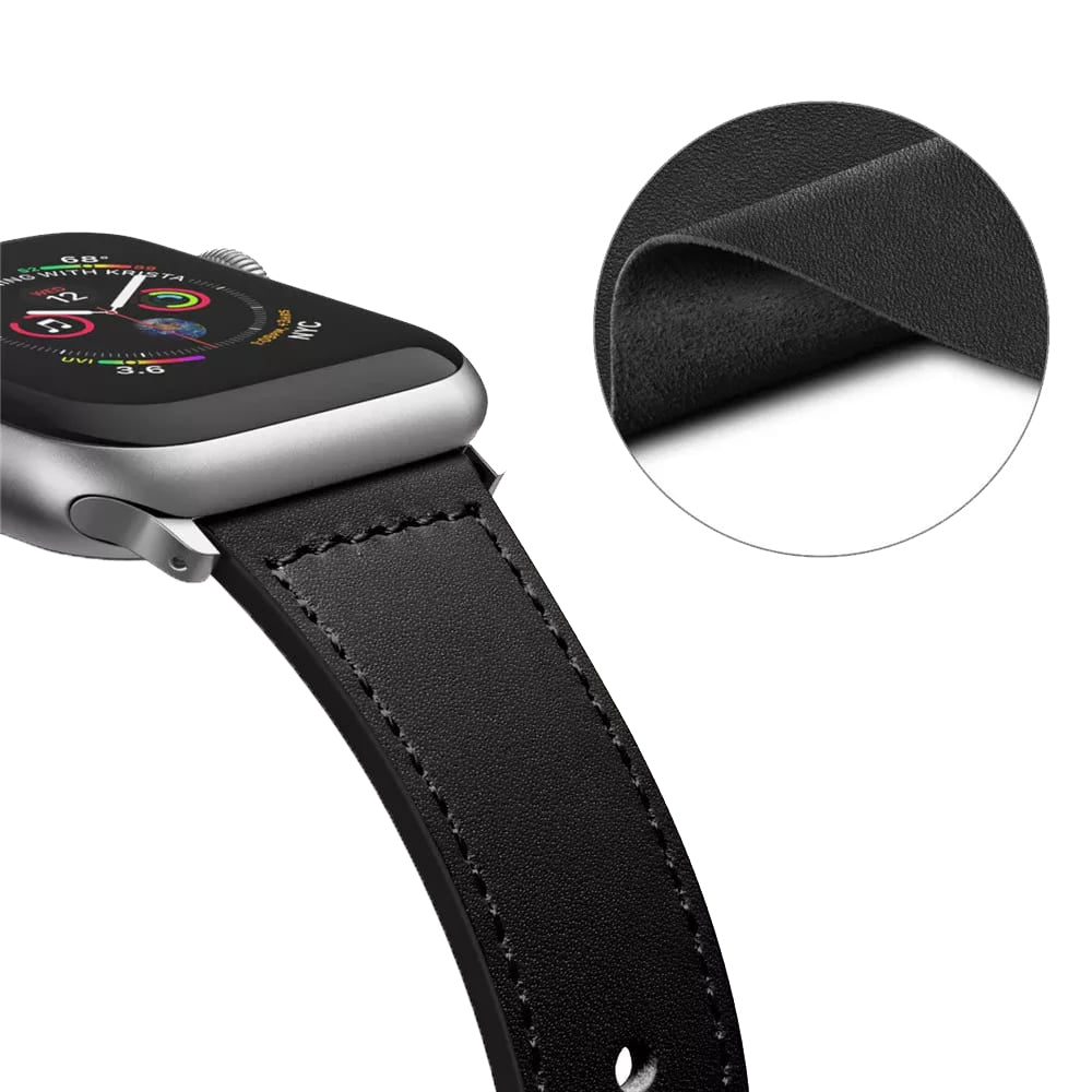 Techsuit W033 -ranneke Apple Watch 49mm / 46mm / 45mm / 44mm / 42mm -sarjoille, Musta
