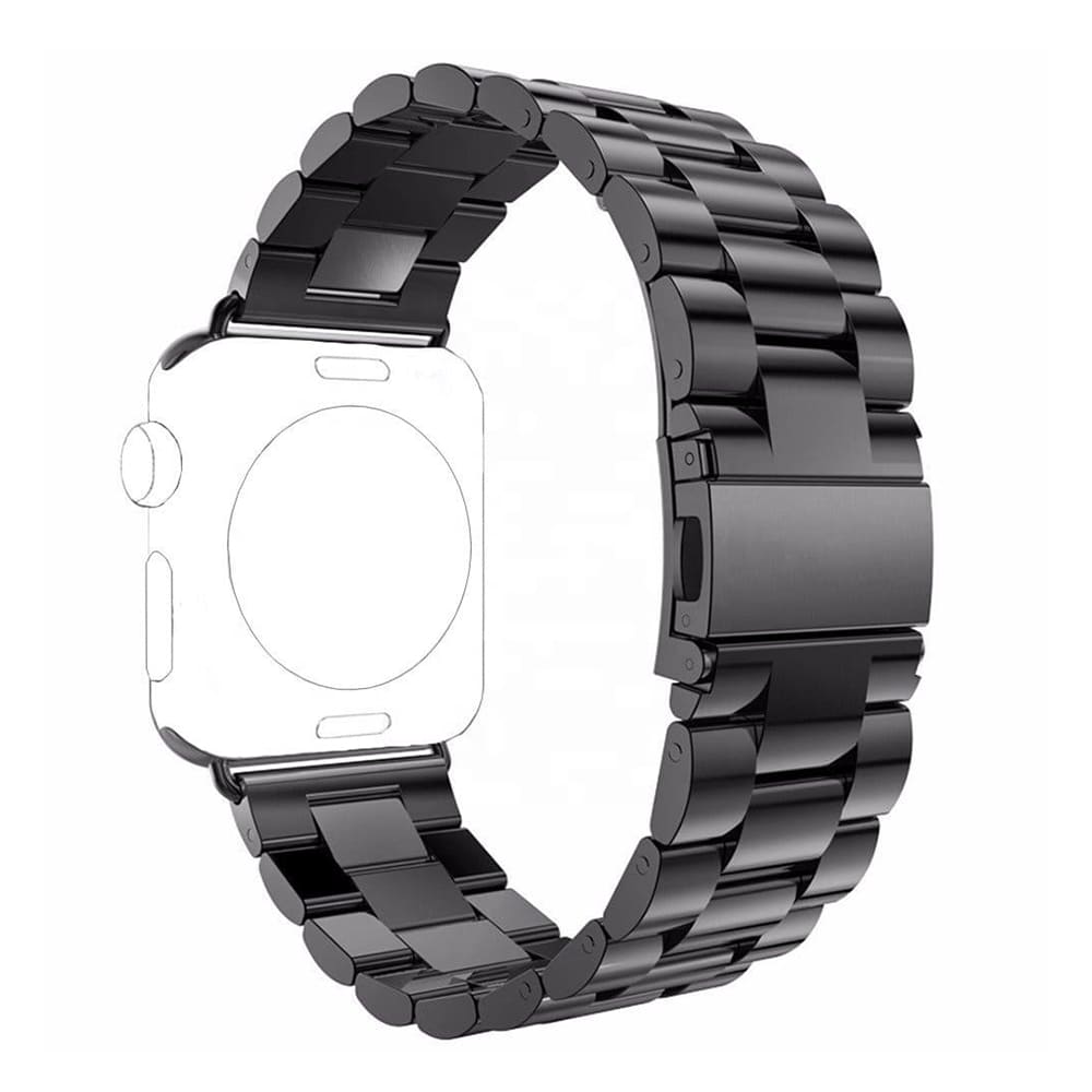 Techsuit W036 -ranneke Apple Watch 49mm / 46mm / 45mm / 44mm / 42mm -sarjoille, Musta