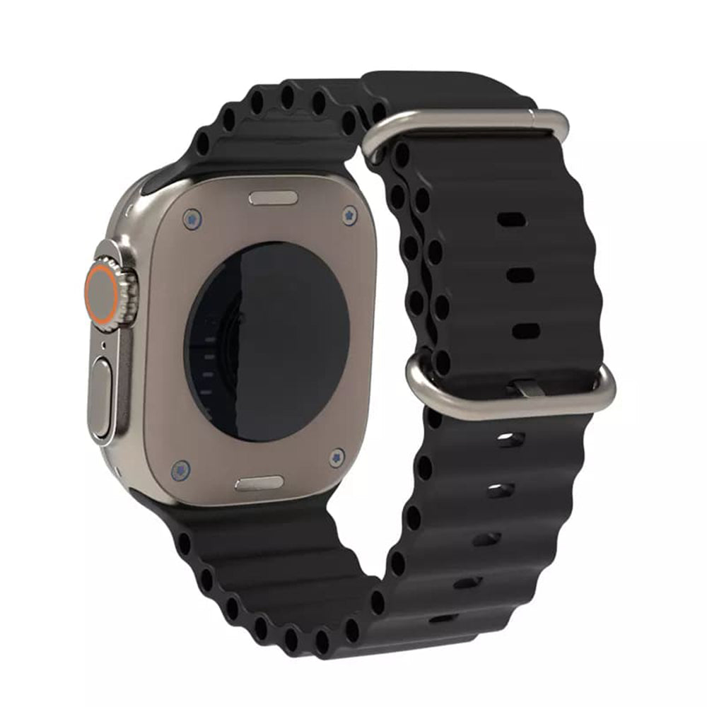 Techsuit W038 -ranneke Apple Watch 49mm / 46mm / 45mm / 44mm / 42mm -sarjoille, Musta
