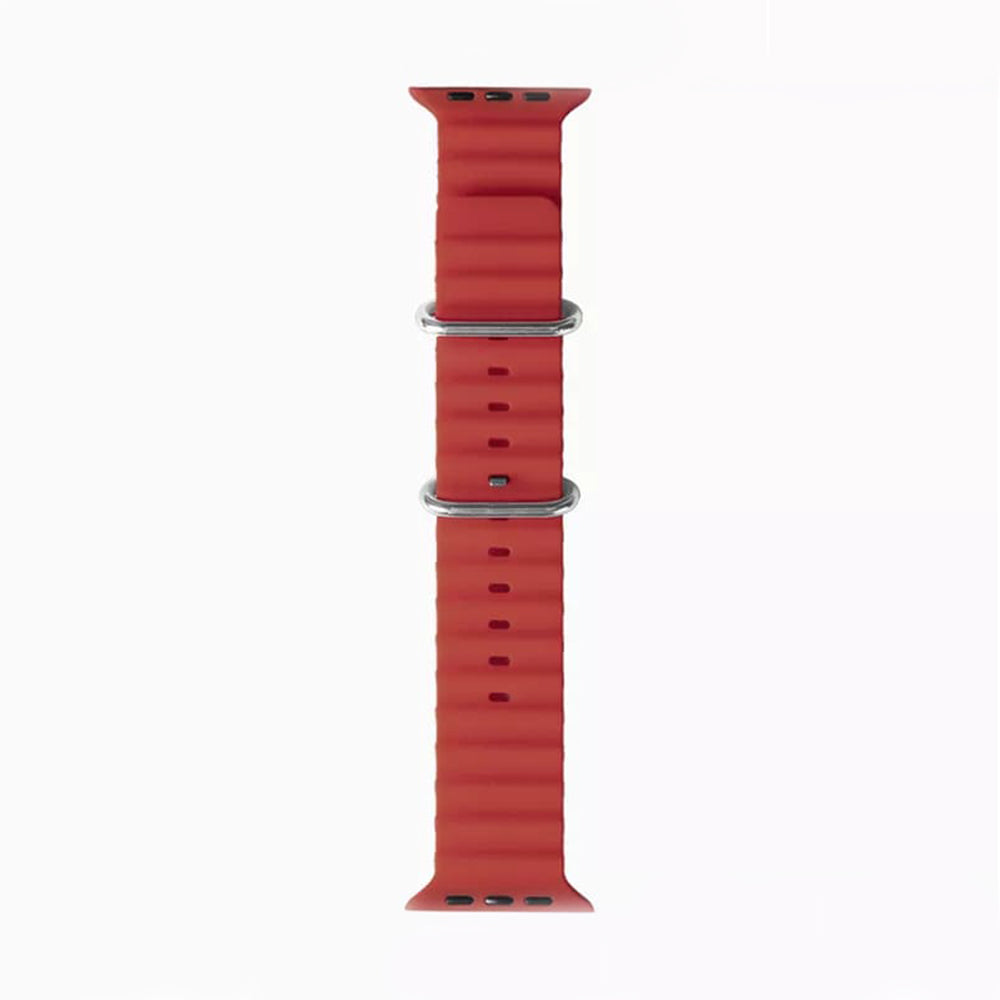 Techsuit W038 -ranneke Apple Watch 49mm / 46mm / 45mm / 44mm / 42mm -sarjoille, Tummanpunainen