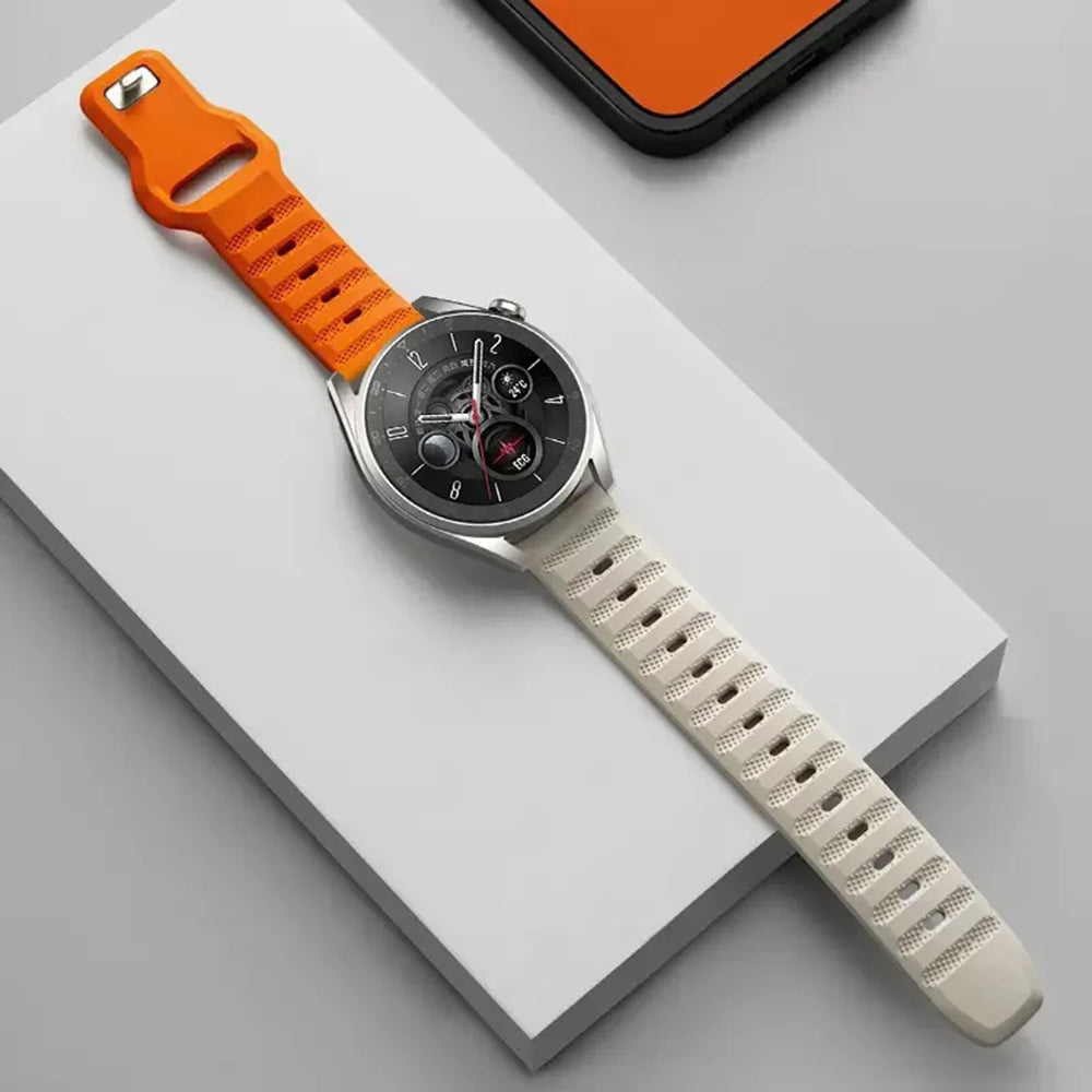 Techsuit W050 -ranneke Huawei Watch / Xiaomi Watch Series, 22mm, Oranssi Beige