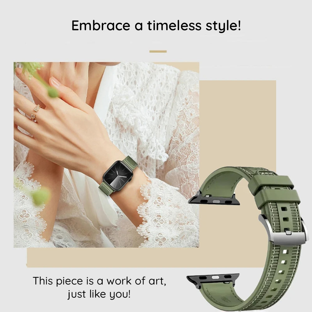Techsuit W051 -ranneke Apple Watch 49mm / 46mm / 45mm / 44mm / 42mm -sarjalle, Tummansininen