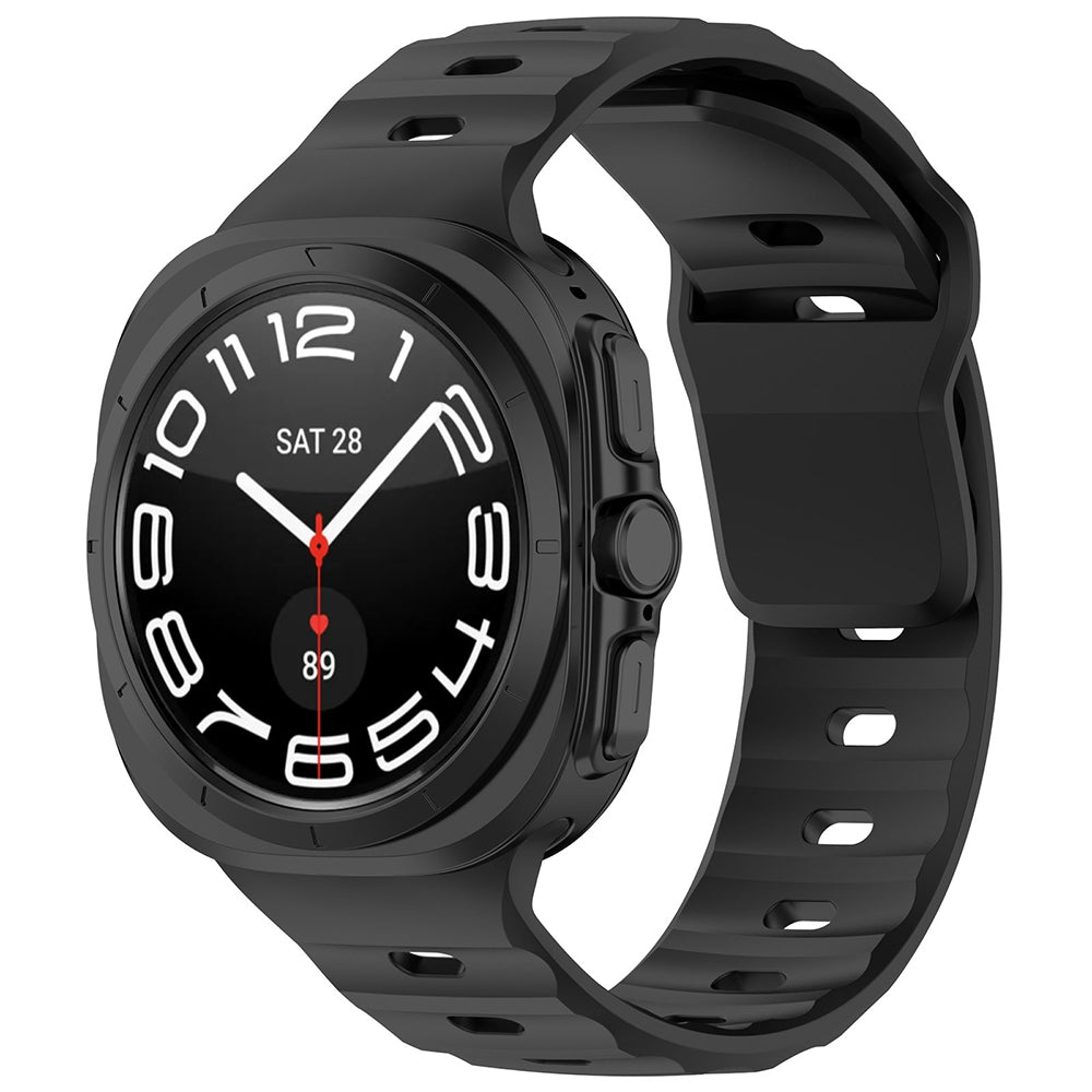 Techsuit W055 -ranneke Samsung Galaxy Watch Ultra -kelloon, Musta