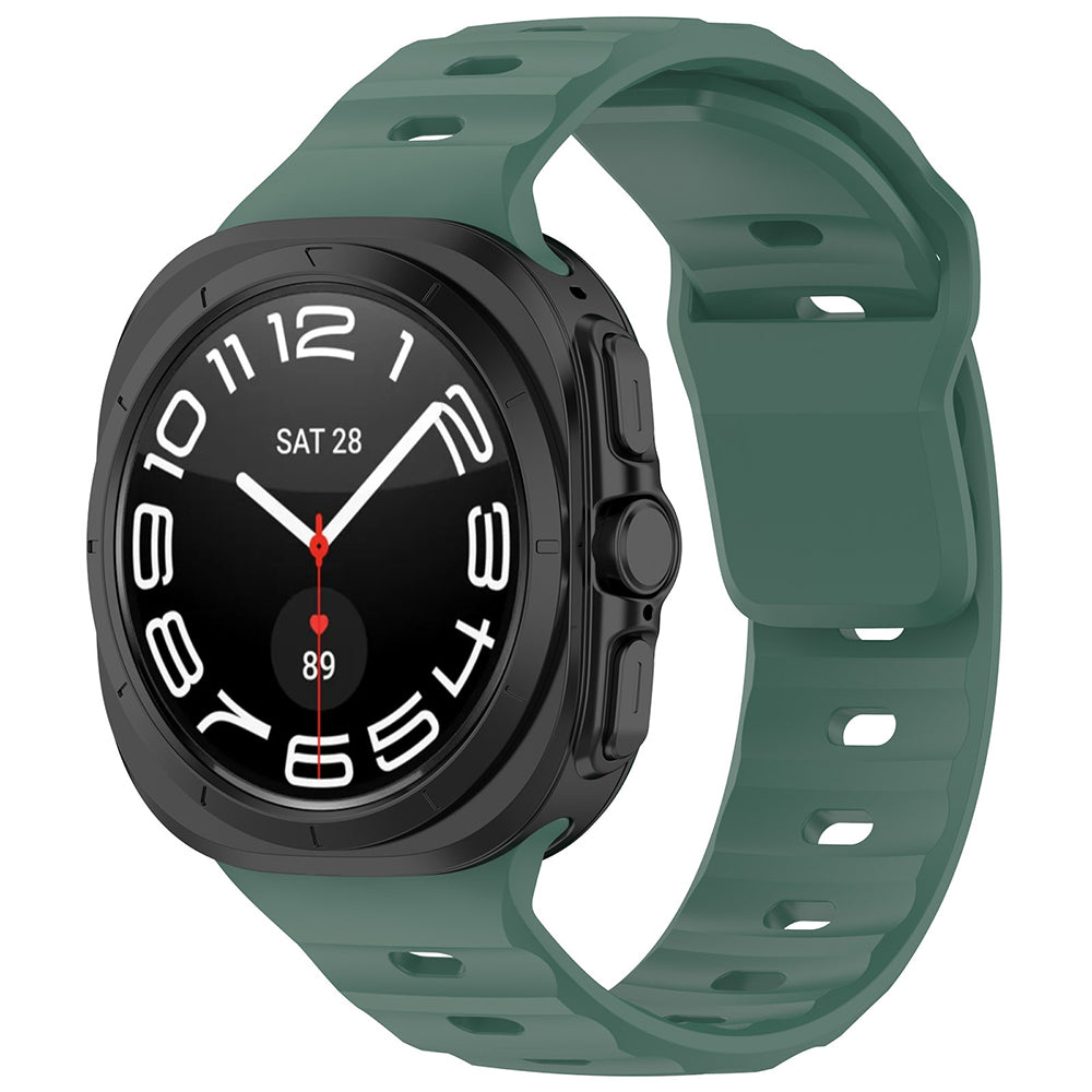 Techsuit W055 -ranneke Samsung Galaxy Watch Ultra -kelloon, Tummanvihreä