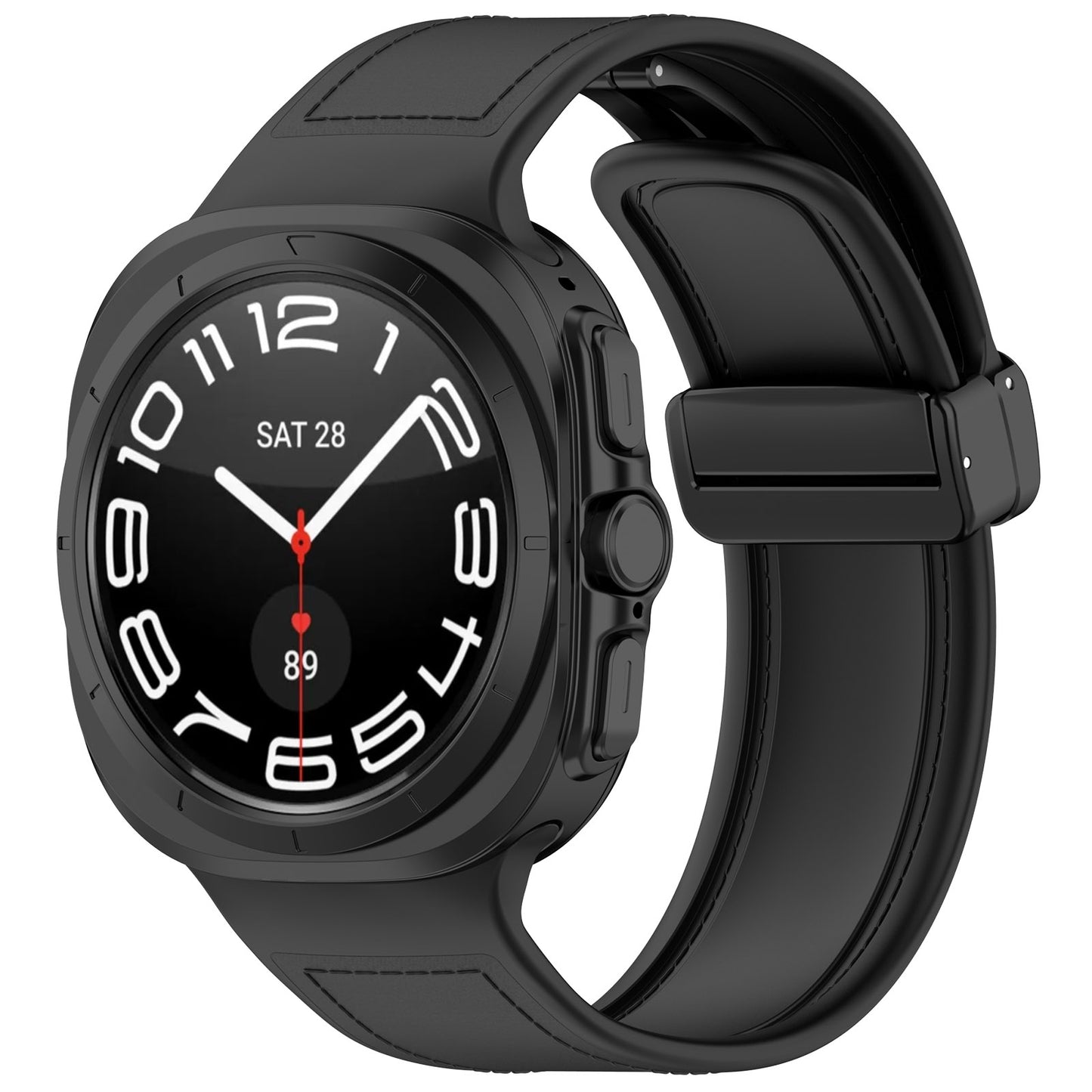 Techsuit W056 -ranneke Samsung Galaxy Watch Ultra -kelloon, Musta