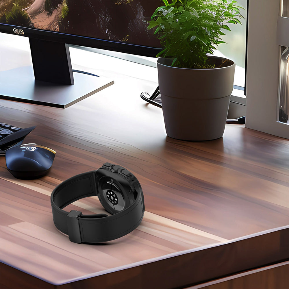 Techsuit W056 -ranneke Samsung Galaxy Watch Ultra -kelloon, Musta