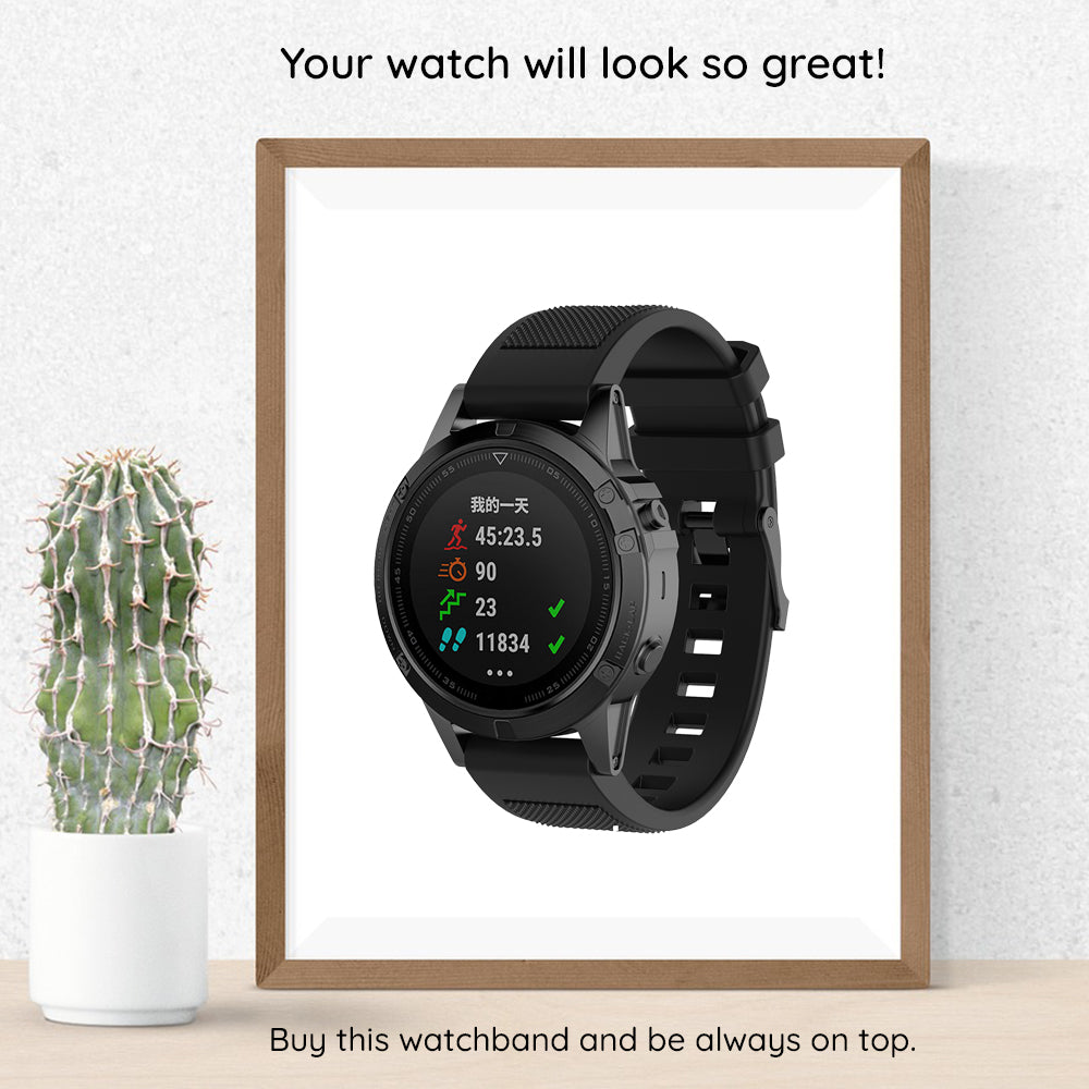 Techsuit W058 -ranneke Garmin Instinct / Approach / Fenix -kellomallistolle, 20mm, Musta