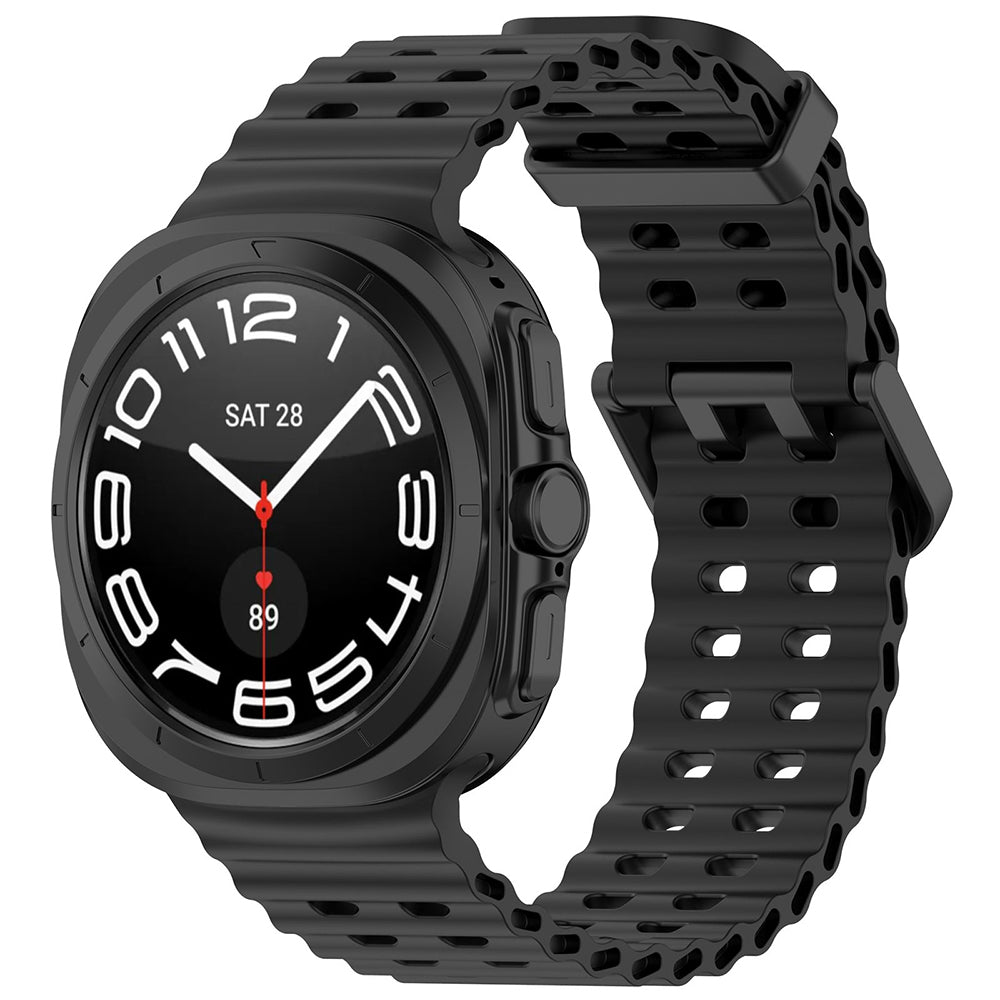 Techsuit W062 -ranneke Samsung Galaxy Watch Ultra -kelloon, Musta