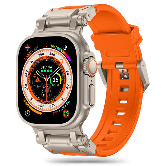 Techsuit W064 -ranneke Apple Watch 49mm / 46mm / 45mm / 44mm / 42mm -sarjoille, Hopeanoranssi