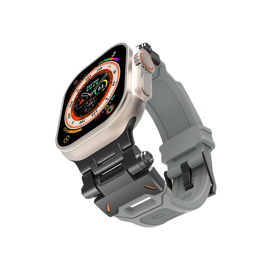 Techsuit W064 -ranneke Apple Watch 49mm / 46mm / 45mm / 44mm / 42mm -sarjoille, Musta Harmaa