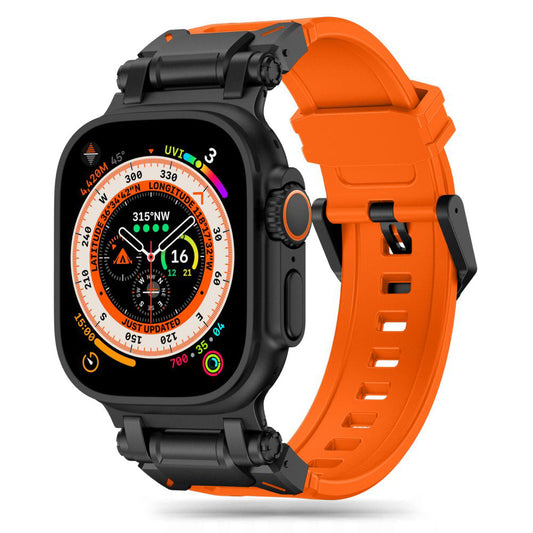 Techsuit W064 -ranneke Apple Watch 49mm / 46mm / 45mm / 44mm / 42mm -sarjoille, Musta Oranssi
