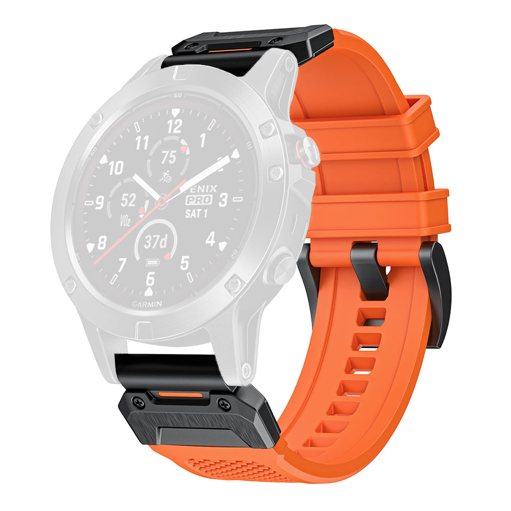 Techsuit W068 -ranneke Garmin Watch Fenix Series -kelloille, 26mm, musta-oranssi