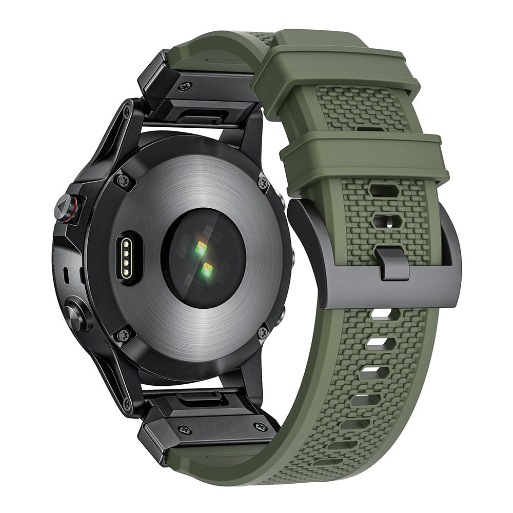 Techsuit W068 -ranneke Garmin Watch Fenix Series -kelloille, 26mm, musta-oranssi