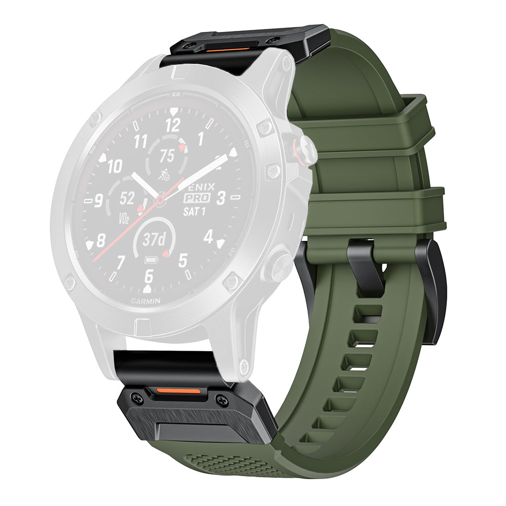 Techsuit W068 -ranneke Garmin Watch Fenix Series -kelloille, 26mm, mustavihreä.