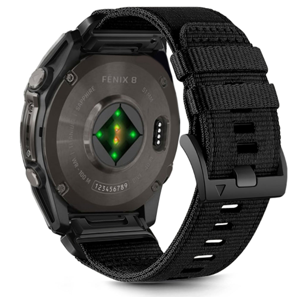 Techsuit W070 Strap for Garmin Watch Fenix / Forerunner / Approach Series, 22mm, Black