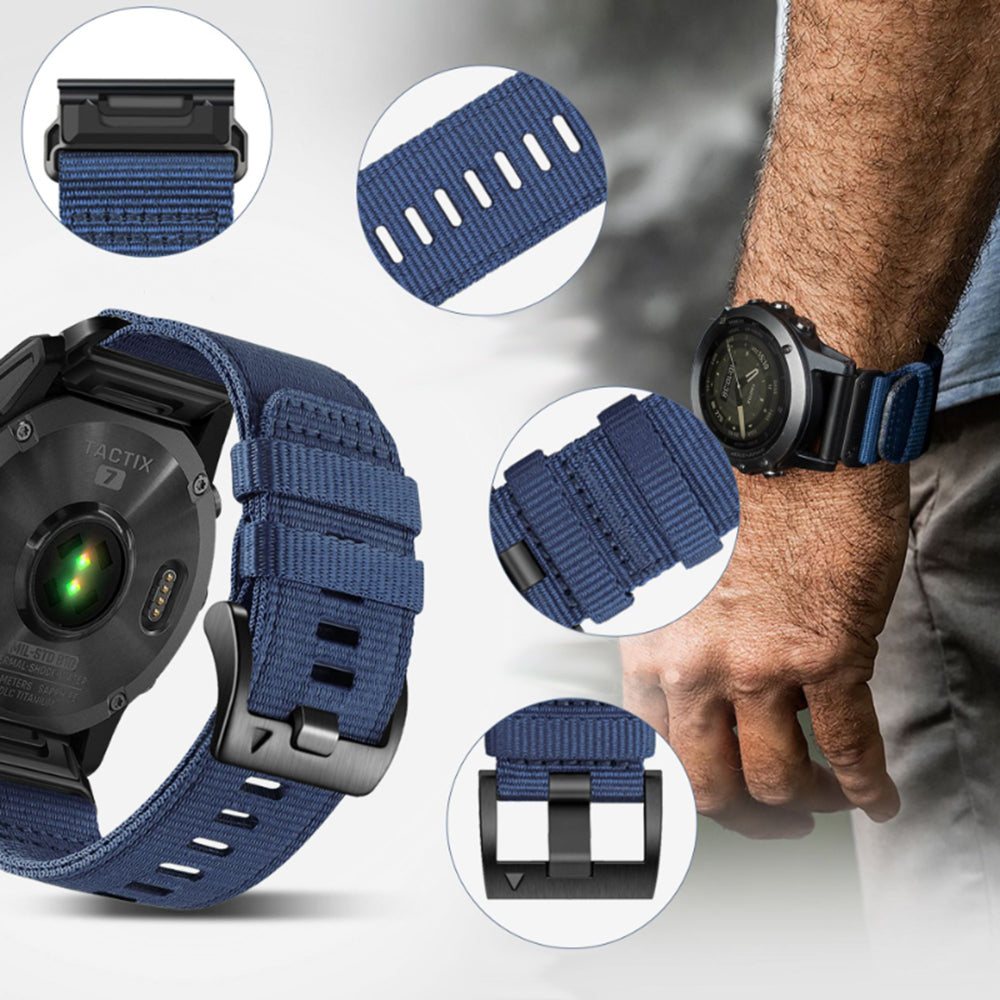 Techsuit W070 -ranneke Garmin Watch Fenix Series -kelloille, 26mm, laivastonsininen