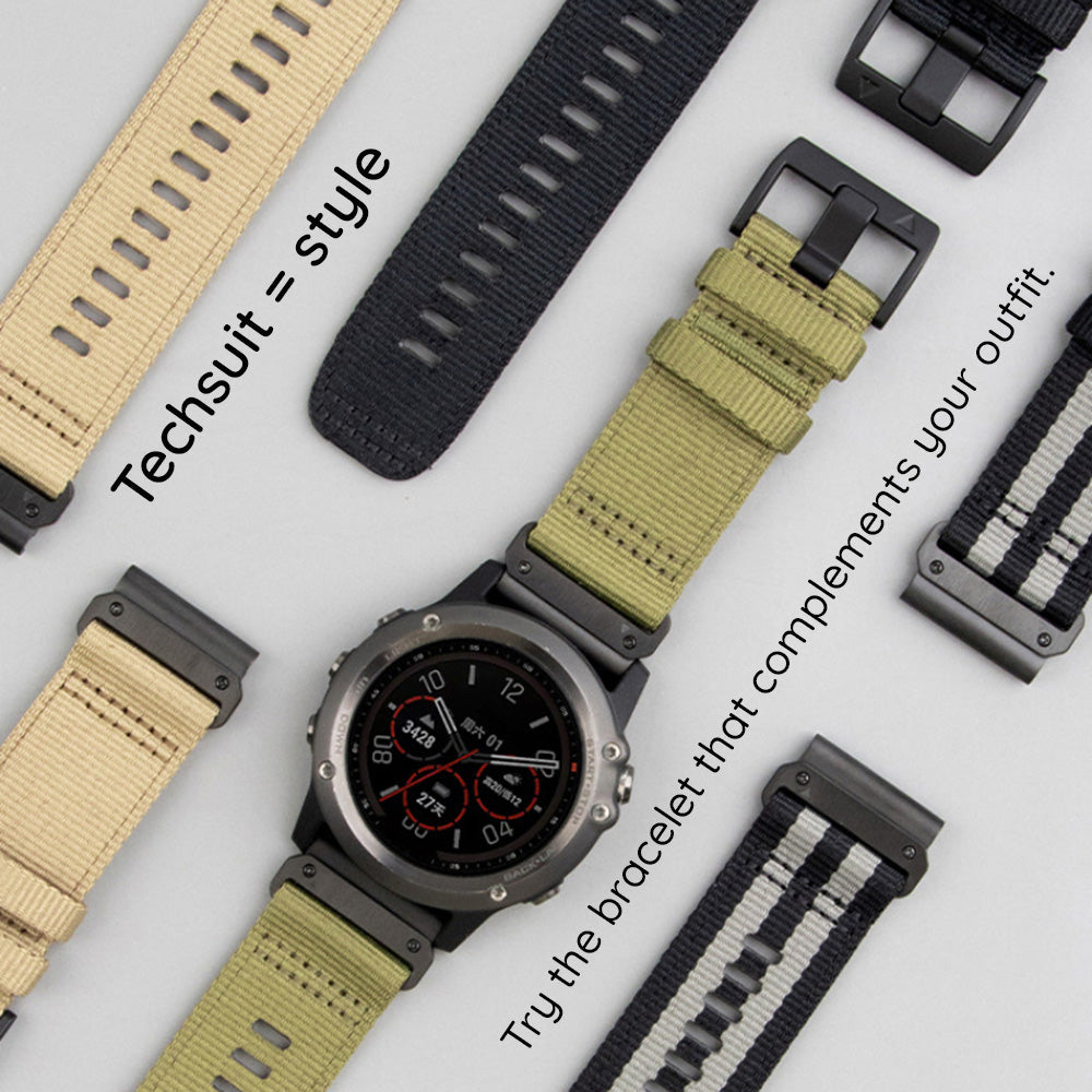 Techsuit W070 -ranneke Garmin Watch Fenix Series -kelloille, 26mm, oranssi