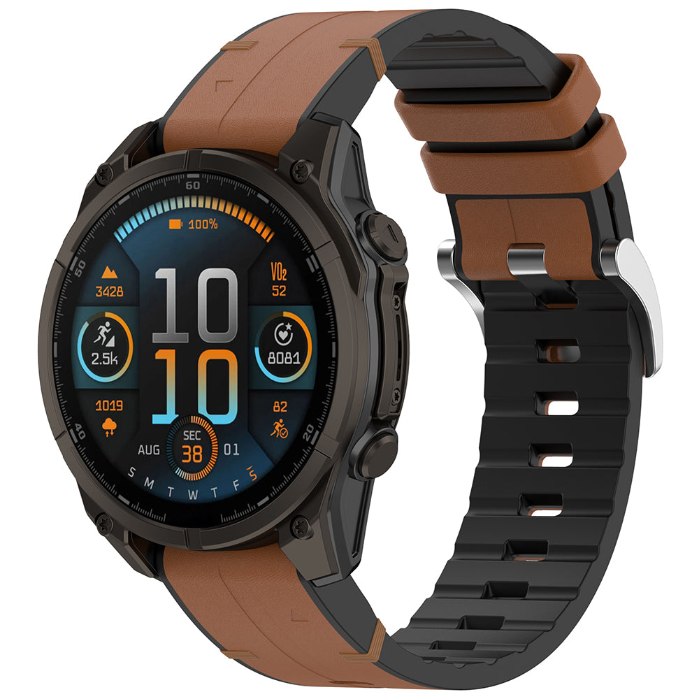 Techsuit W071 -ranneke Garmin Watch Fenix Series -kelloille, 26mm, Ruskea