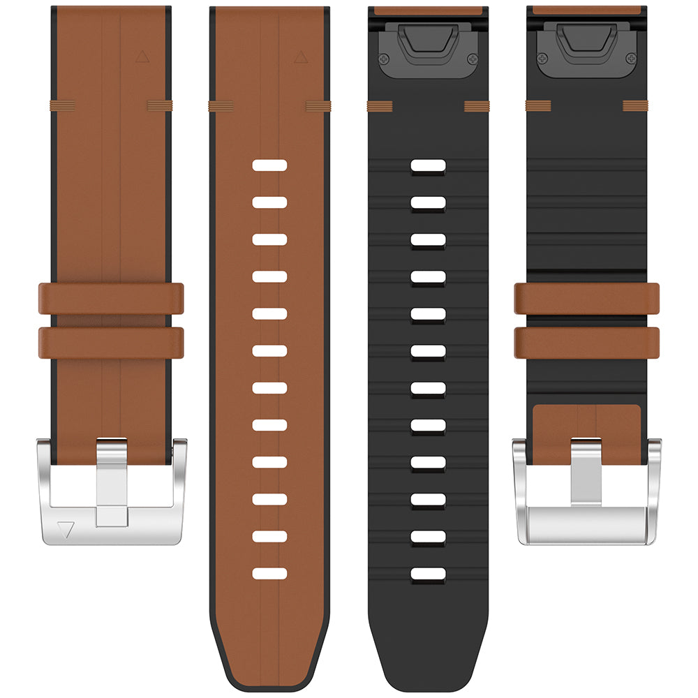 Techsuit W071 -ranneke Garmin Watch Fenix Series -kelloille, 26mm, Ruskea