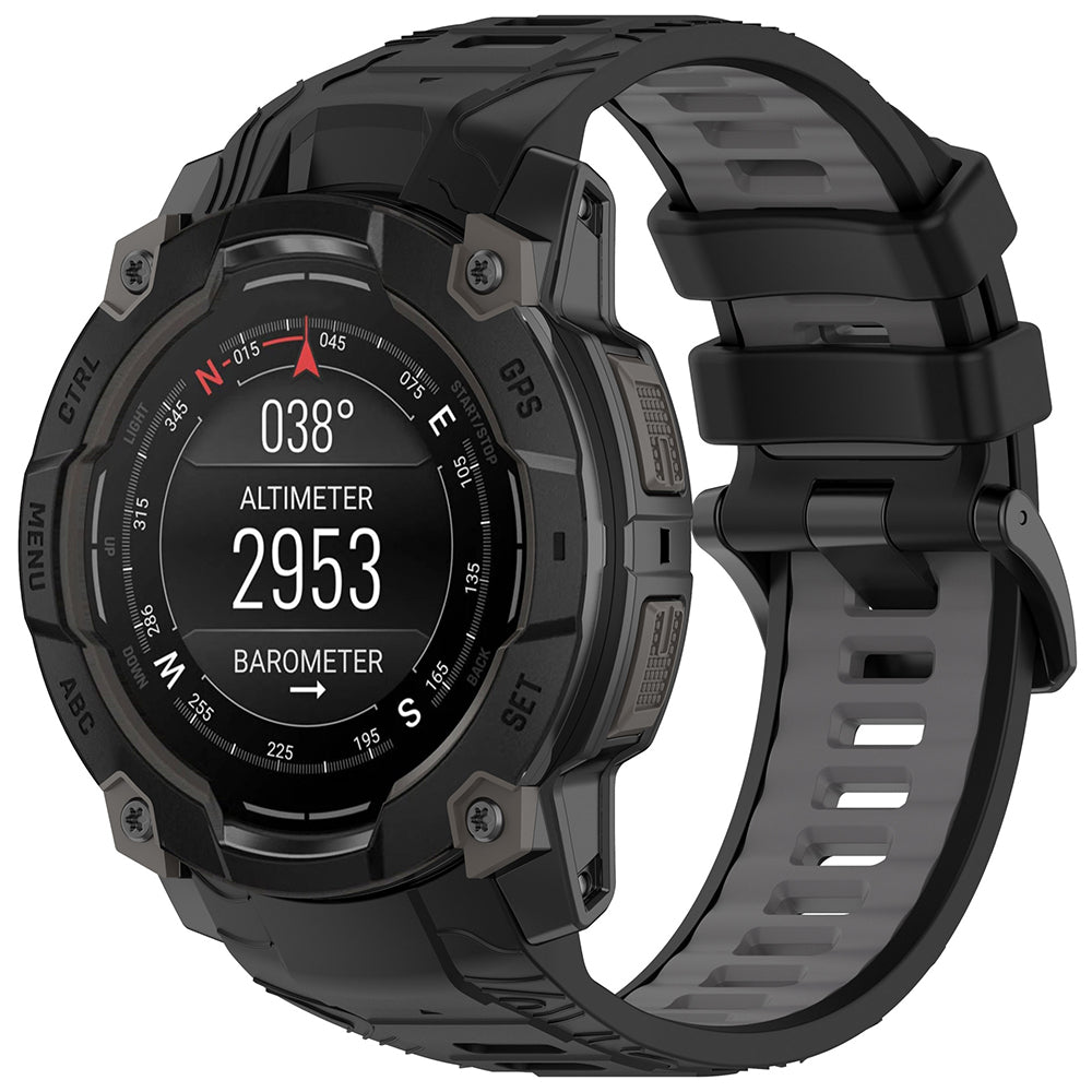 Techsuit W077 -ranneke Garmin Instinct 3 50mm Solar / Instinct 3 50mm, Musta Harmaa