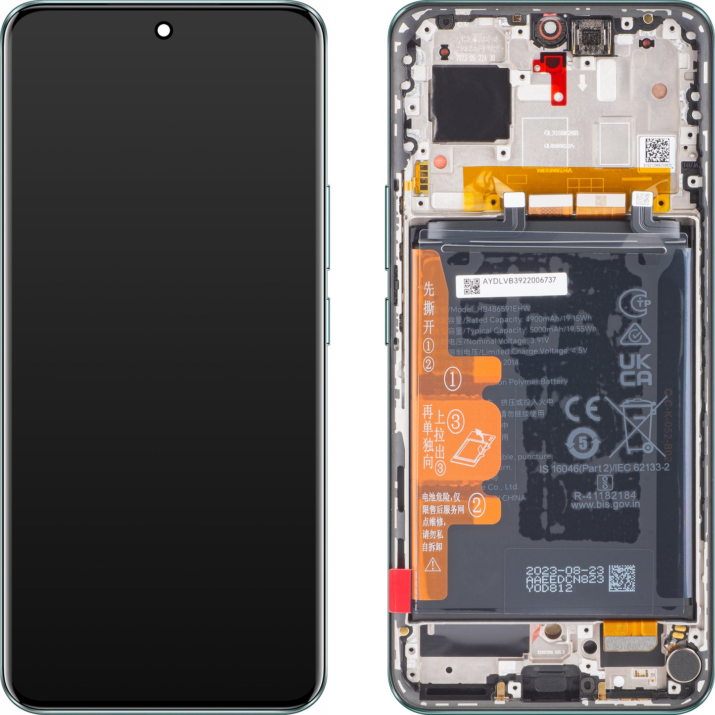 Näyttö kosketusnäytöllä Honor 90, kehyksellä ja akulla, Smaragdinvihreä, huoltopaketti 0235AGDP