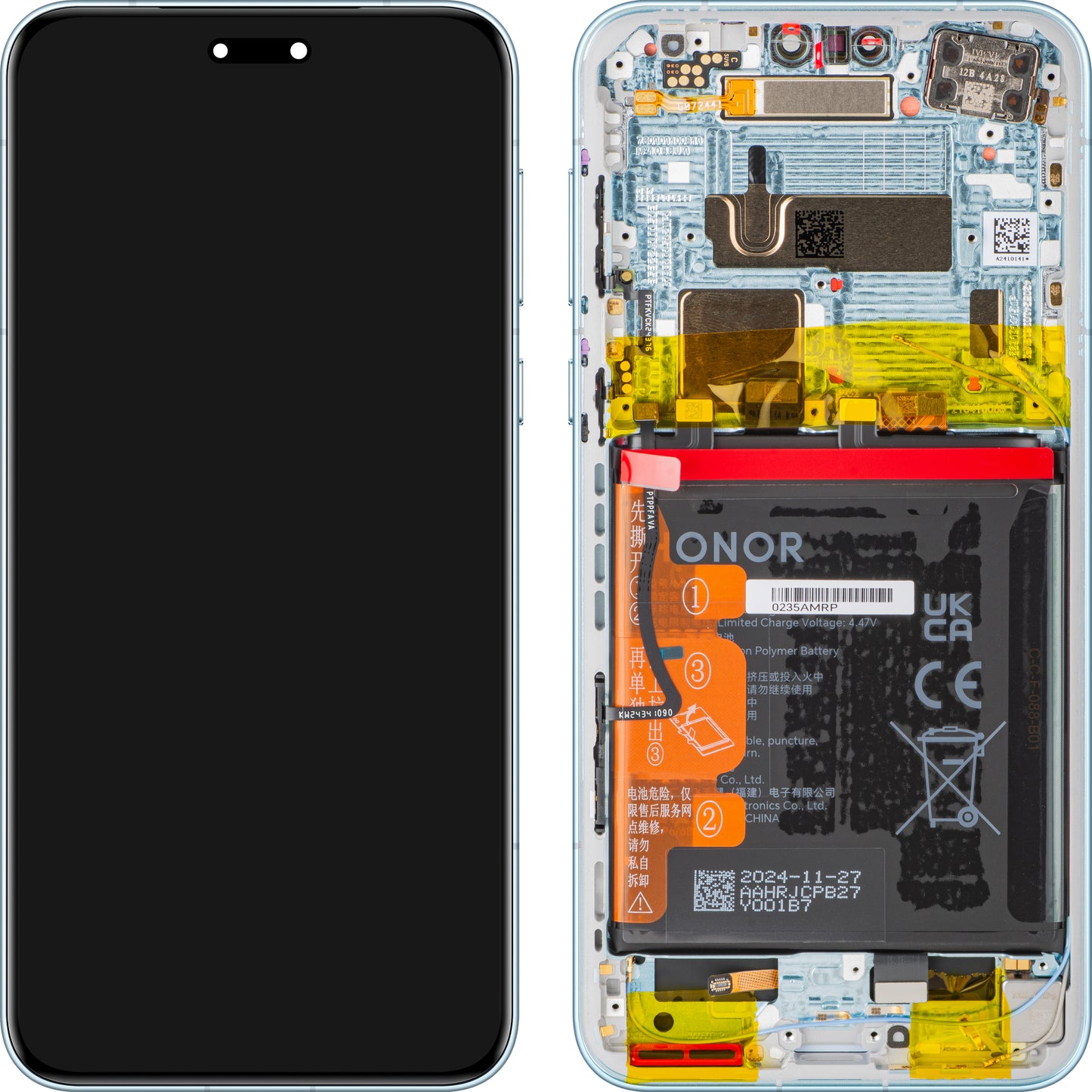 Honor Magic7 Pro Display with Touchscreen, Frame and Battery, Blue (Breeze Blue), Service Pack 0235AMRP