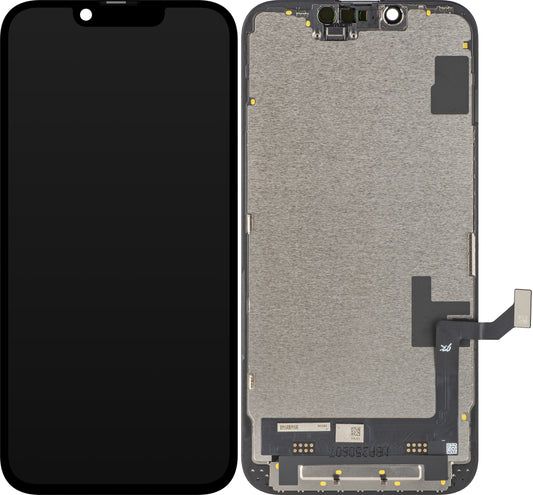 Näyttö JK kosketusnäytöllä Apple iPhone 16e:lle, kehyksellä, LCD In-Cell IC Movable -versio, Musta
