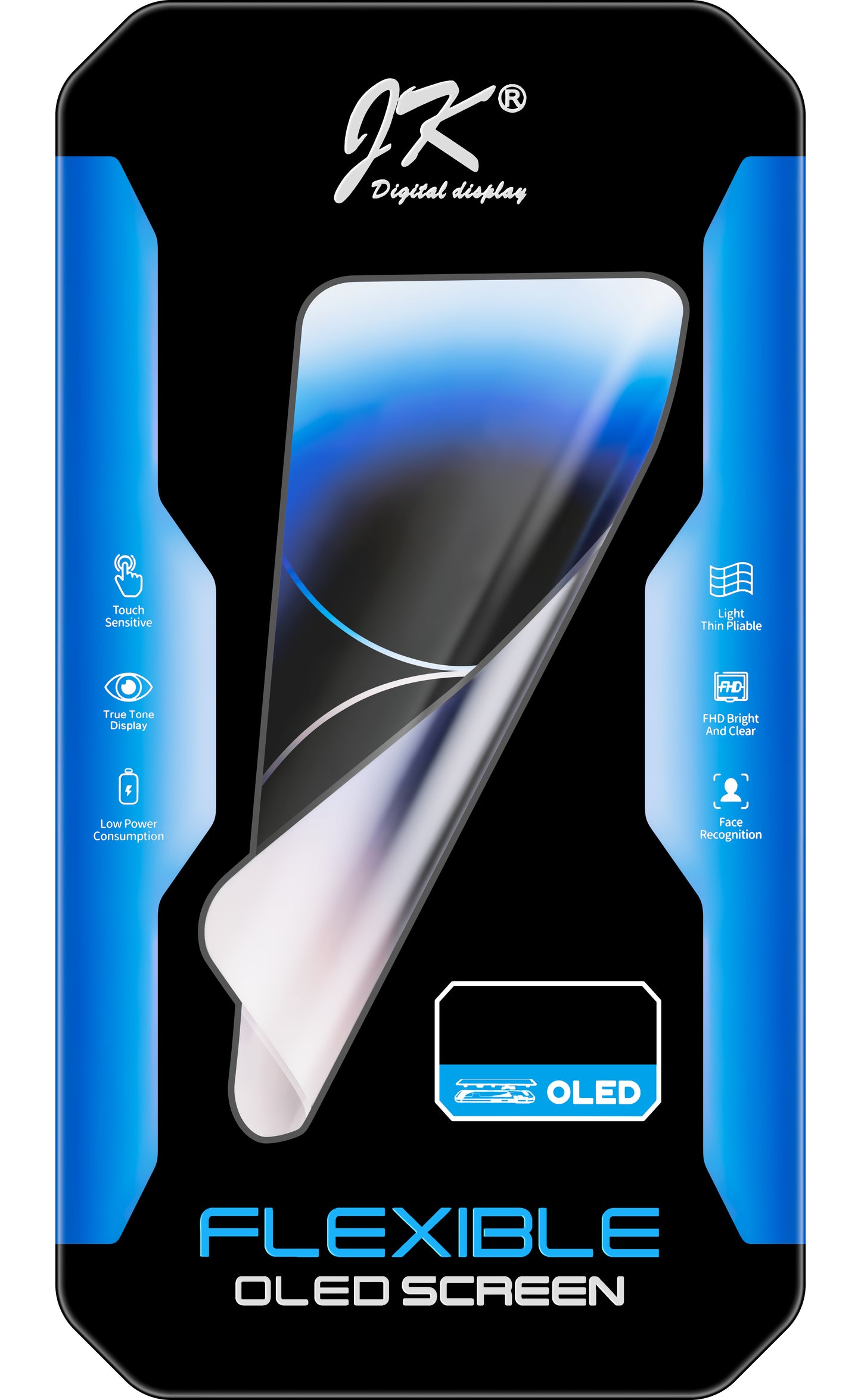 Kosketusnäytön JK Apple iPhone 11 Pro Max -puhelimeen, kehyksellä, OLED-versio, musta