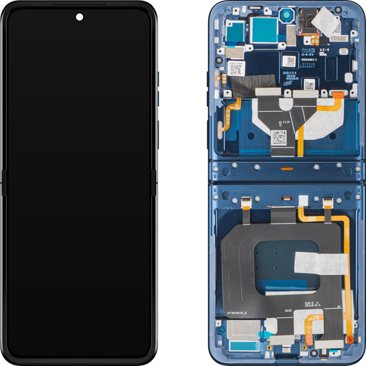 Motorola Razr 2025 / Razr 60 -näyttö kosketusnäytöllä, kehyksellä, sisäosalla, tummansininen (Gibraltar Sea), Service Pack 5D68C29965