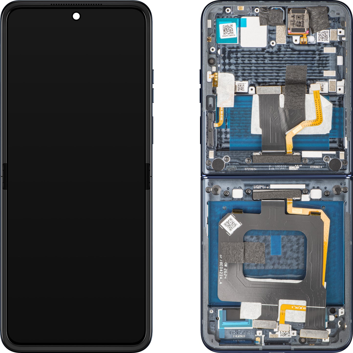 Motorola Razr+ 2025 / Razr+ 2024 / Razr 50 Ultra -näyttö kosketusnäytöllä, kehyksellä, sisäosalla, tummansininen (Navy Blazer), huoltopaketti 5D68C24698