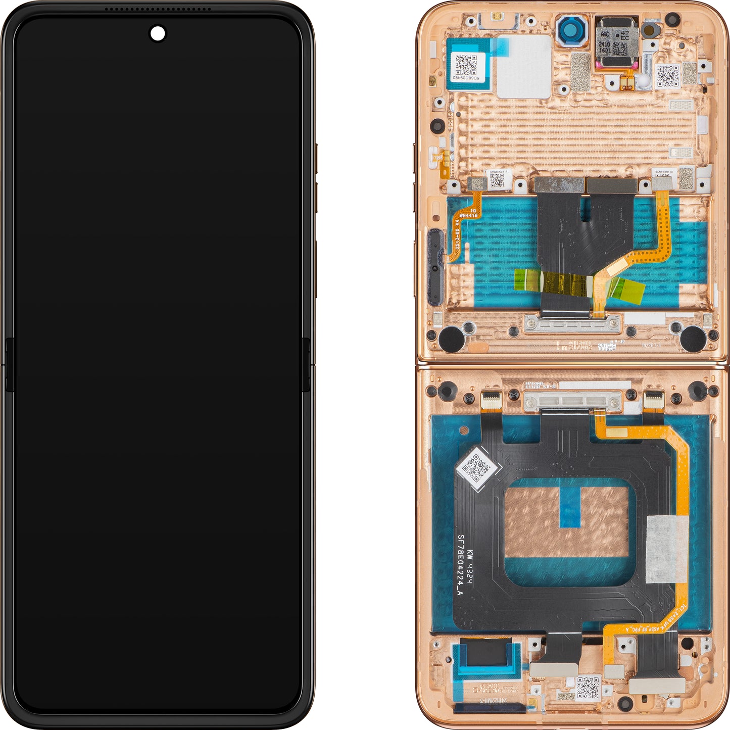 Motorola Razr+ 2025 / Razr+ 2024 / Razr 50 Ultra -näyttö kosketusnäytöllä, kehyksellä, sisäosalla, ruskea (Mocha Mousse), huoltopaketti 5D68C29482