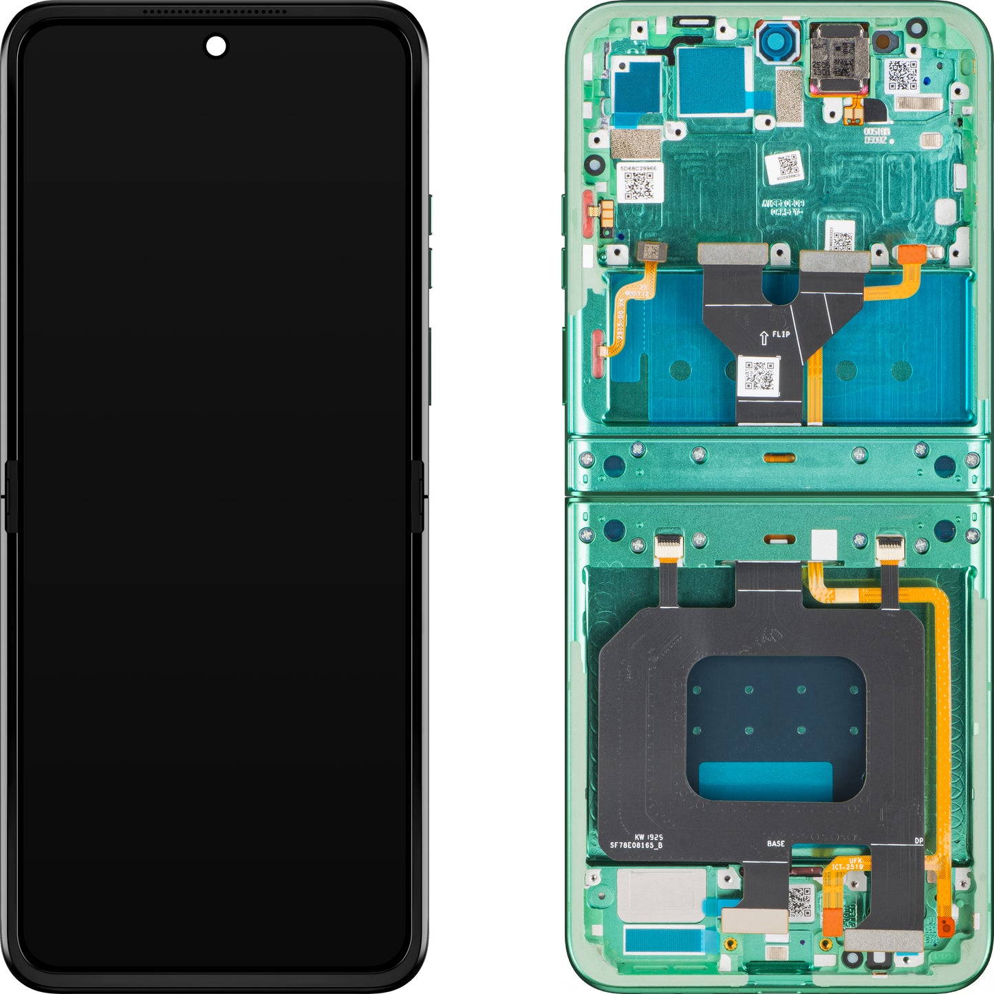 Motorola Razr 2025 / Razr 60 -näyttö kosketusnäytöllä, kehyksellä, Sub Inner, vihreä (Spring Bud), Service Pack 5D68C29966