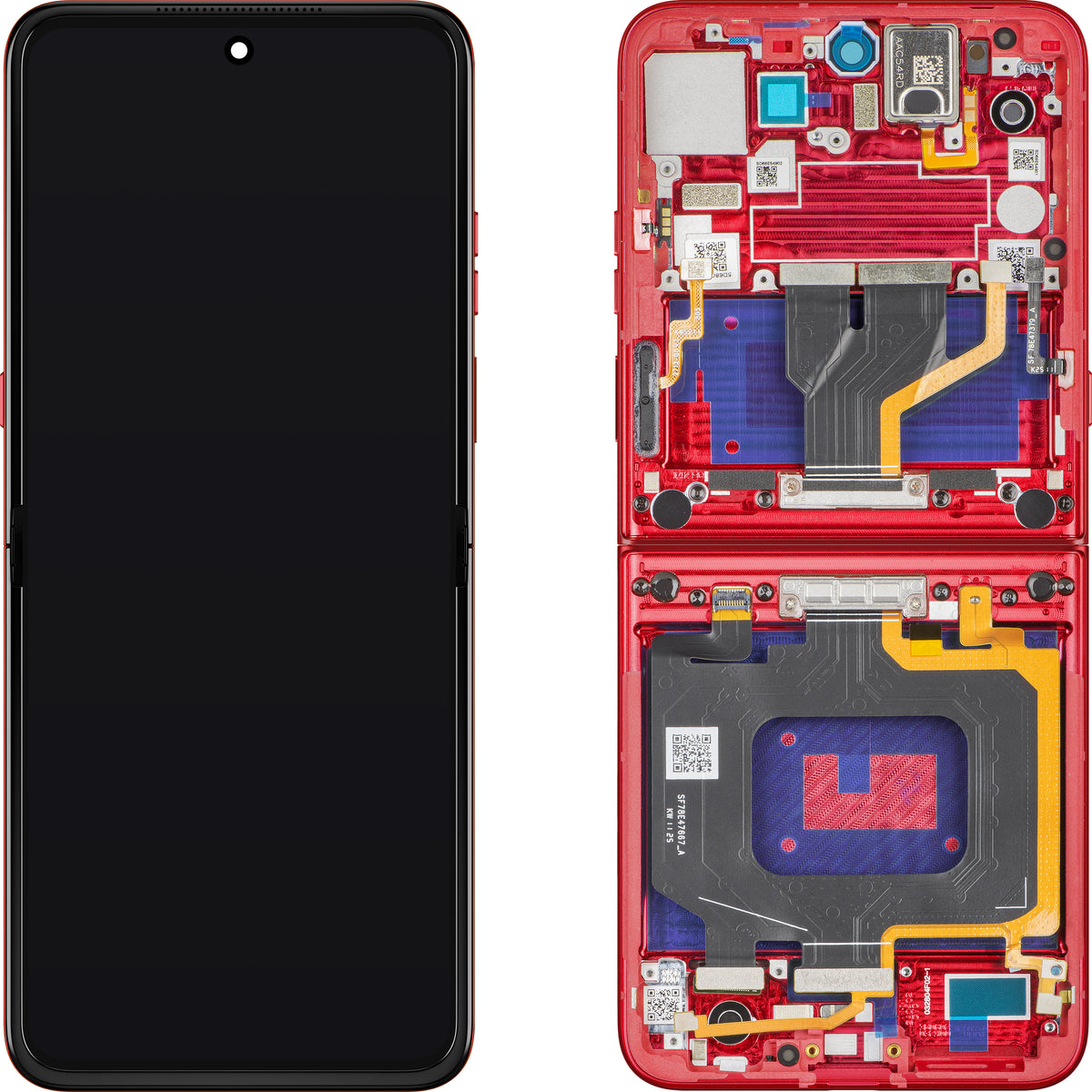 Näyttö kosketusnäytöllä Motorola Razr 60 Ultra, kehyksellä, sisäpuolella, punainen (Rio Red), huoltopaketti 5D68C30153