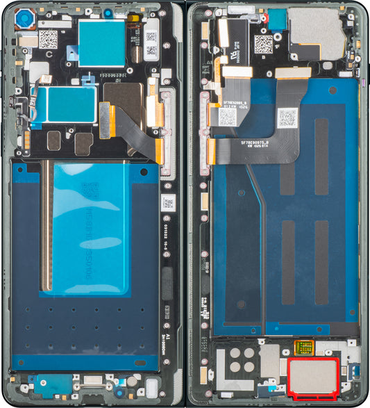 Motorola Razr Fold kosketusnäyttö, kehys, sisäpuoli, musta (Pantone Blackened Blue) Service Pack 5D68C32444