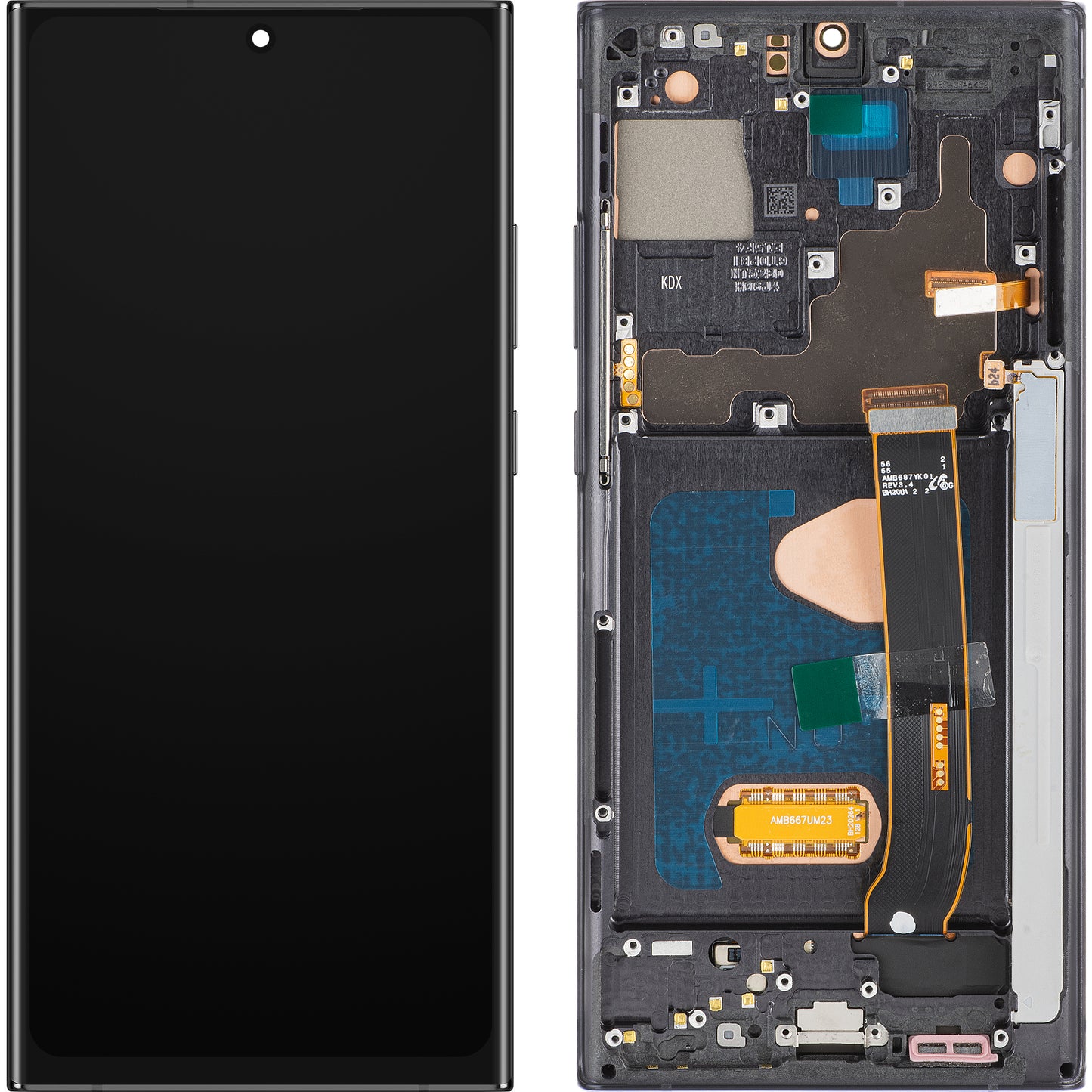 Näyttö MP-kosketusnäytöllä yhteensopiva Samsung Galaxy Note 20 Ultra N985 kanssa, kehyksellä, OLED-versio, Musta