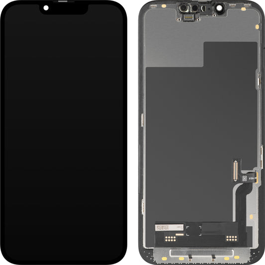 MP Touchscreen Display compatible with Apple iPhone 13, with Frame, Soft OLED IC Movable FHD Version, Black