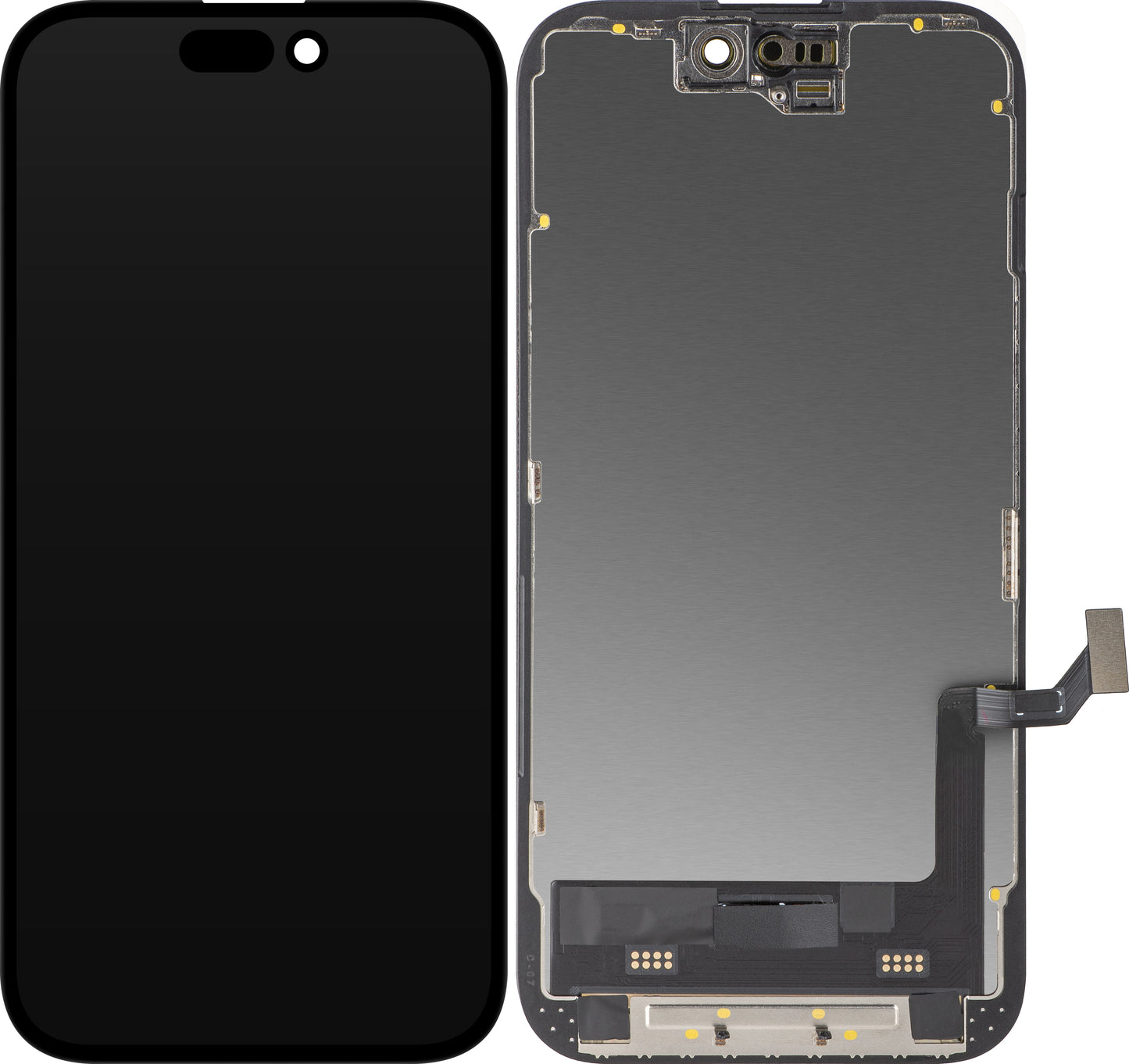 Näyttö Touchscreen MP yhteensopiva Apple iPhone 15 kanssa, kehyksellä, Soft OLED FHD Diagnostic -versio, Musta