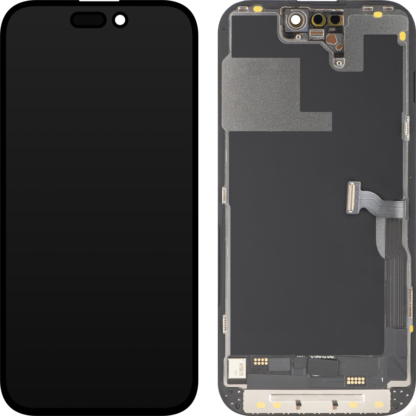 Näyttö MP-kosketusnäytöllä yhteensopiva Apple iPhone 14 Pro:n kanssa, kehyksellä, OLED FHD Diagnostic -versio, Musta