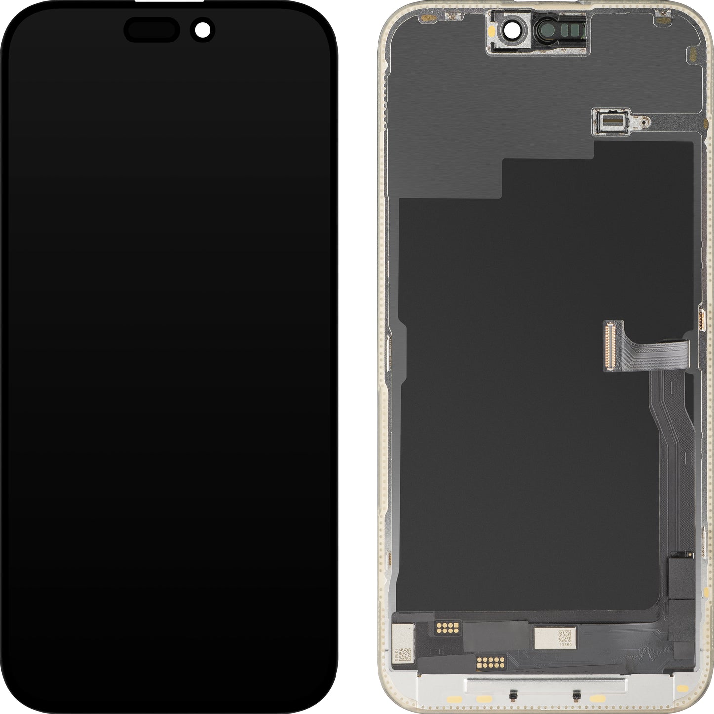 Näyttö MP-kosketusnäytöllä yhteensopiva Apple iPhone 15 Pro Max -laitteelle, kehyksellä, OLED FHD Diagnostic -versio, Musta