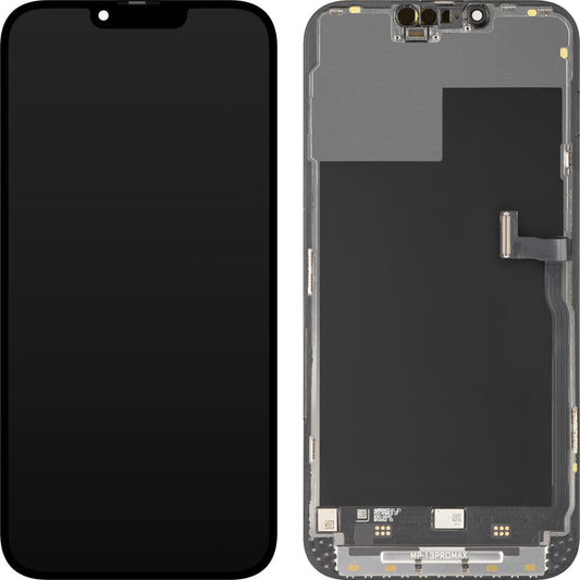 MP-kosketusnäyttö Apple iPhone 13 Pro Maxille yhteensopiva, kehyksellä, Premium Soft OLED FHD 120Hz Diagnostiikkaversio, musta