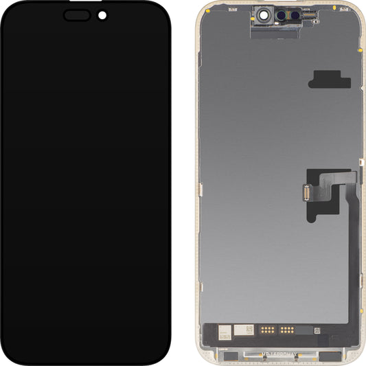 MP-kosketusnäyttö, yhteensopiva Apple iPhone 16 Pro Maxin kanssa, kehyksellä, pehmeä OLED FHD -versio, siirrettävä IC, musta