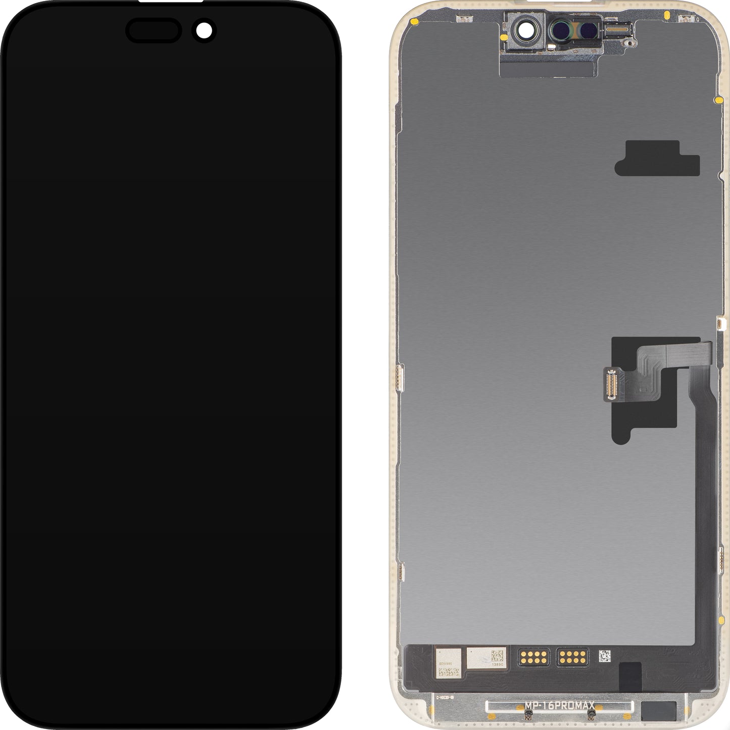MP-kosketusnäyttö, yhteensopiva Apple iPhone 16 Pro Maxin kanssa, kehyksellä, OLED FHD -diagnostiikkaversio, musta