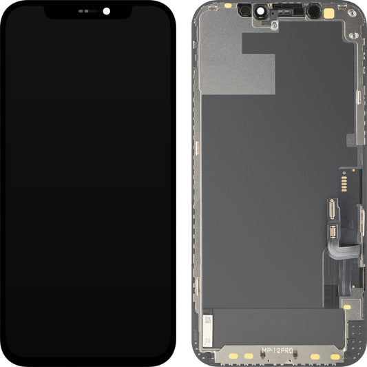 MP-kosketusnäyttö, yhteensopiva Apple iPhone 12 / 12 Pro kanssa, kehyksellä, OLED FHD IC Movable -versio, musta