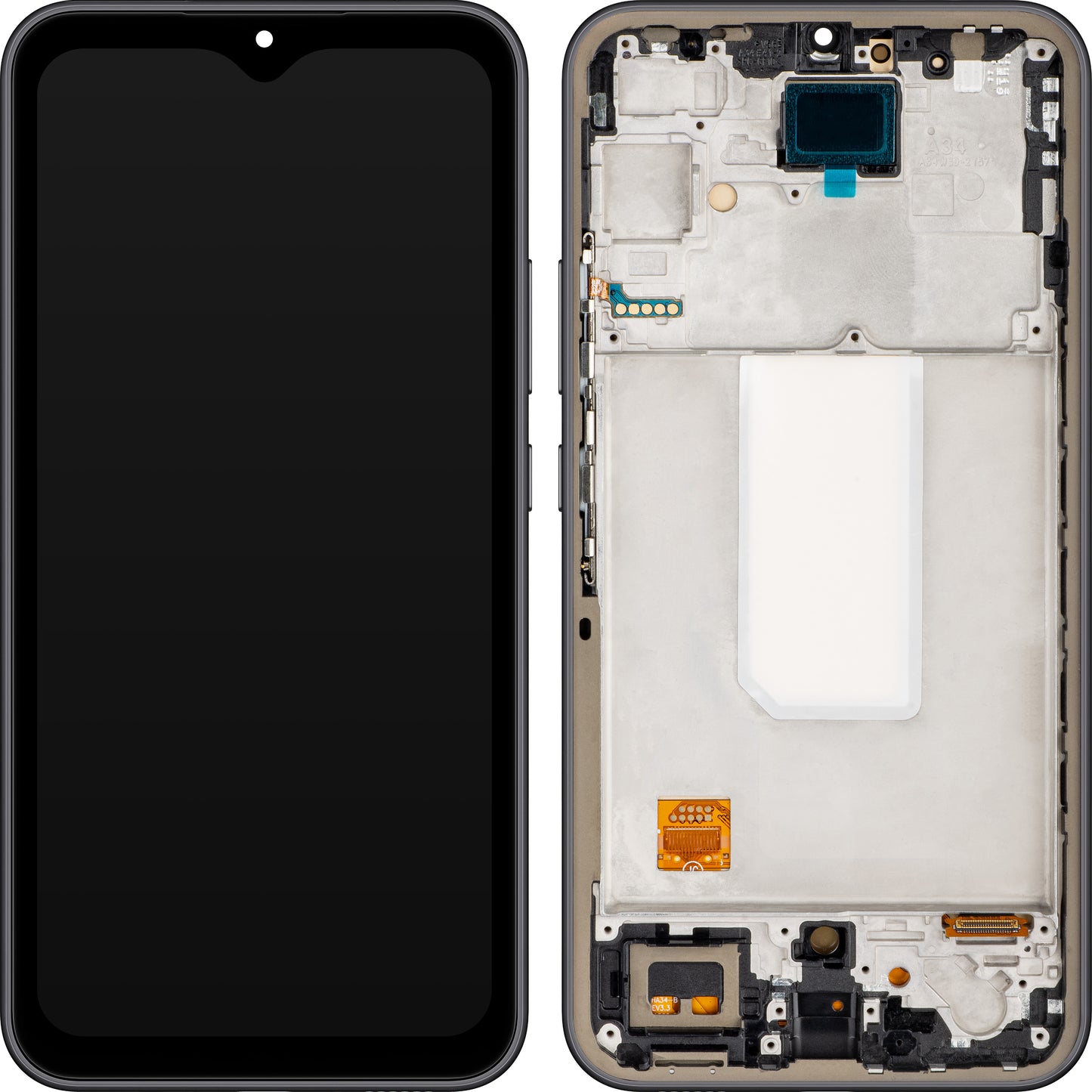 MP-kosketusnäyttö, yhteensopiva Samsung Galaxy A34 A346:n kanssa, kehyksellä, OLED-versio, musta, vaihto