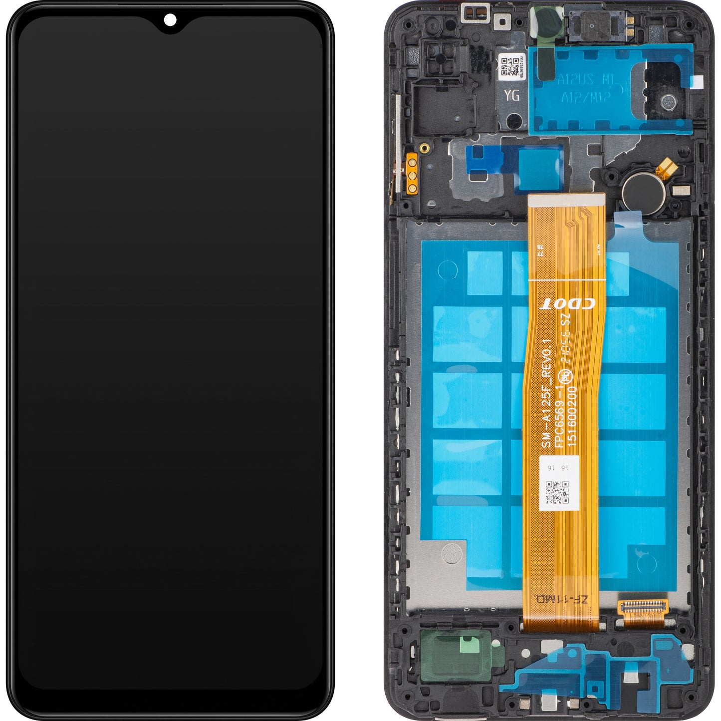 MP-kosketusnäyttö, yhteensopiva Samsung Galaxy A12 A125 / A12 Nacho A127 kanssa, kehyksellä, musta, uudelleenpakattu