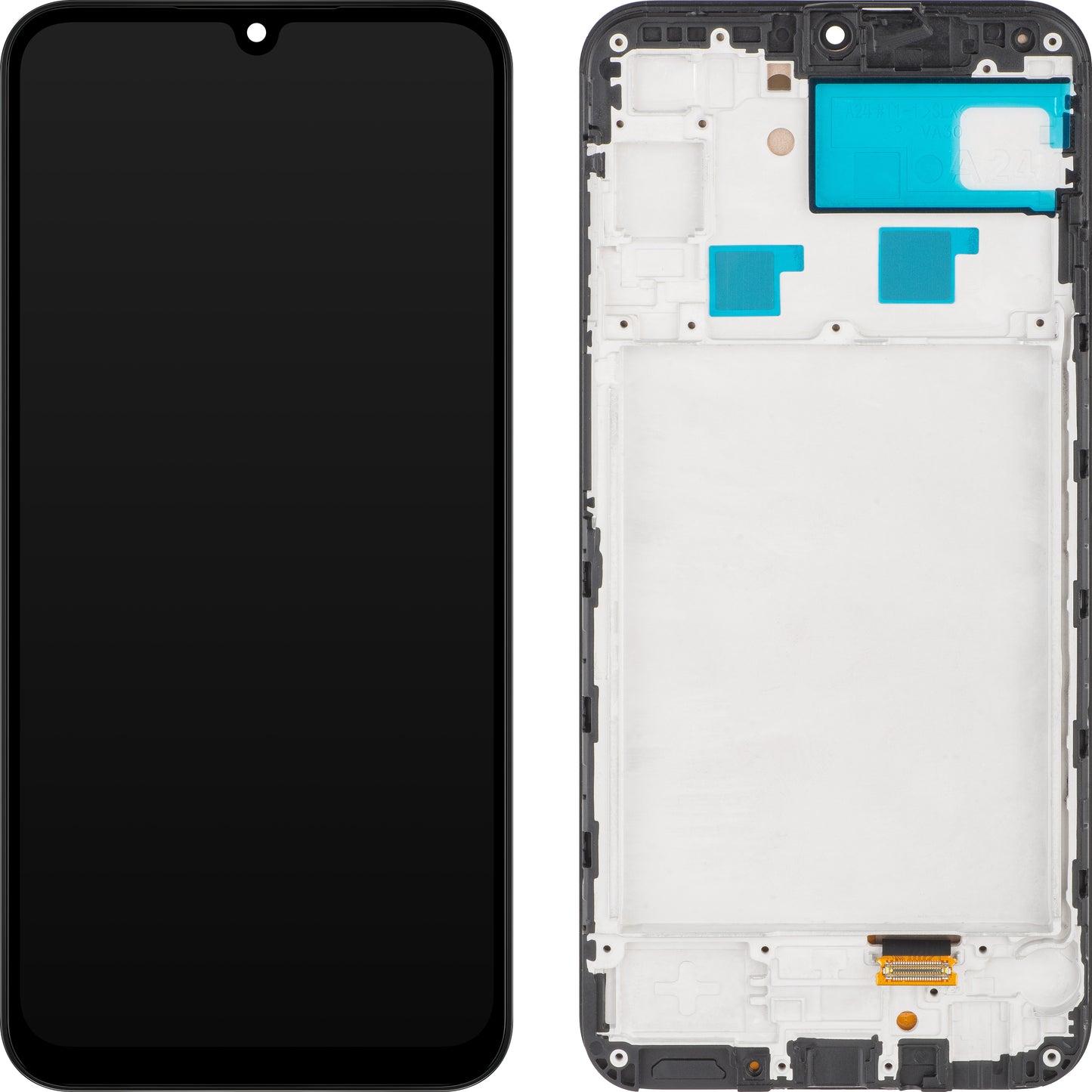 Kosketusnäyttö MP-näyttö yhteensopiva Samsung Galaxy A24 4G A245 kanssa, kehyksellä, OLED-versio, musta