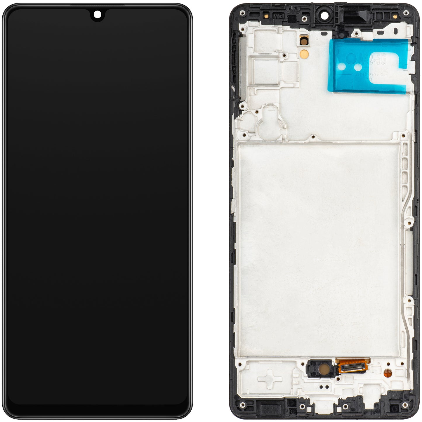 MP kosketusnäyttö yhteensopiva Samsung Galaxy A42 5G A426 kanssa, kehyksellä, OLED versio, musta