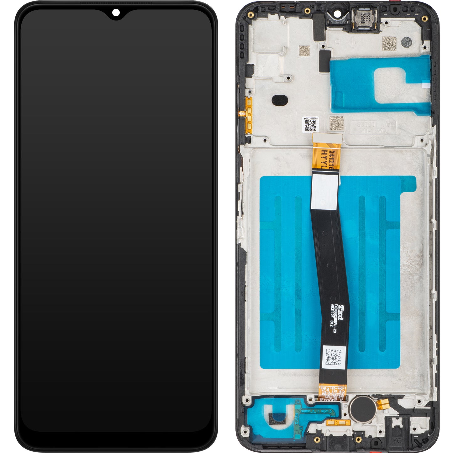 MP kosketusnäyttö yhteensopiva Samsung Galaxy A22 5G A226 kanssa, kehyksellä, musta